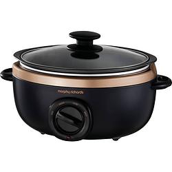 Foto van Morphy richards sear&stew 3.5l slow cooker zwart, rose gold