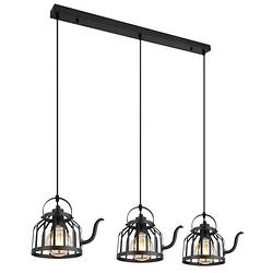 Foto van Industriële hanglamp susanna - l:100cm - e27 - metaal - zwart