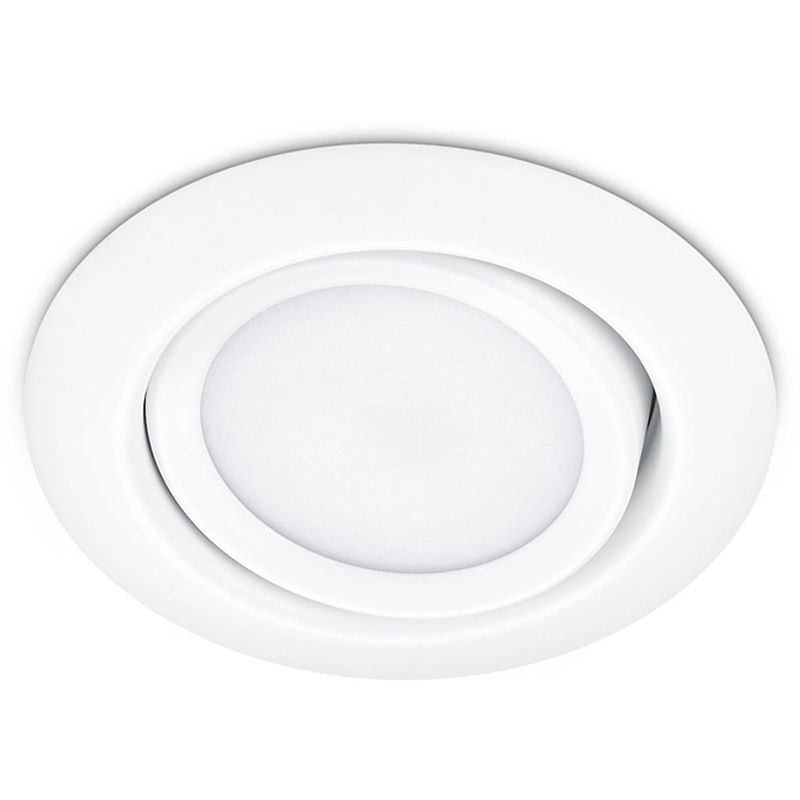 Foto van Led spot - inbouwspot - trion roluno - 5w - warm wit 3000k - rond - mat wit - aluminium - ø80