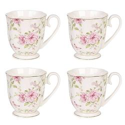 Foto van Haes deco - mokken set van 4 - 11x8x9 cm / 200 ml - met bloemen - mok