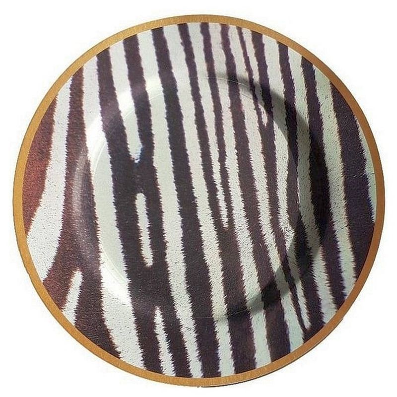 Foto van Decoratie bord met zebra motief beau - wit / zwart - kunststof - vò 33 cm