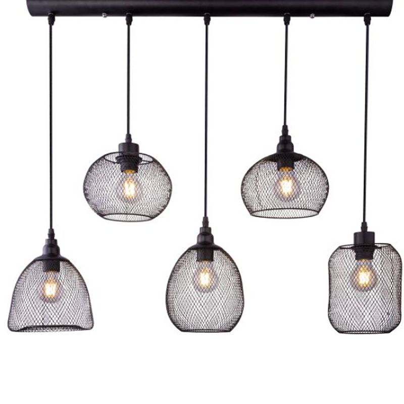 Foto van Industriële hanglamp anya - l:89cm - e27 - metaal - zwart