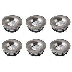 Foto van Led veranda spot verlichting 6 pack - inbouw rond 3w - natuurlijk wit 4200k - mat chroom aluminium - ø48.5mm