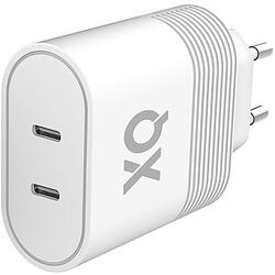 Foto van Xqisit dual telefoonlader travel charger usb-c 40w (wit)