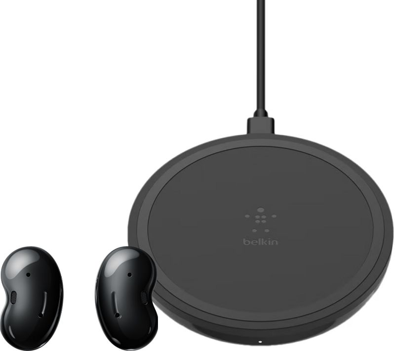 Foto van Samsung galaxy buds live zwart onyx + belkin boost up draadloze oplader 10w zwart