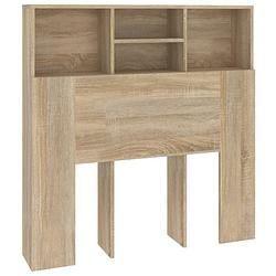 Foto van The living store hoofdbordkast - sonoma eiken - 100 x 19 x 103.5 cm - bewerkt hout