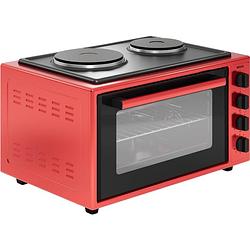 Foto van Wiggo wmo-e4562h(r) - vrijstaande oven met kookplaat 2000 w - 45 liter - rood
