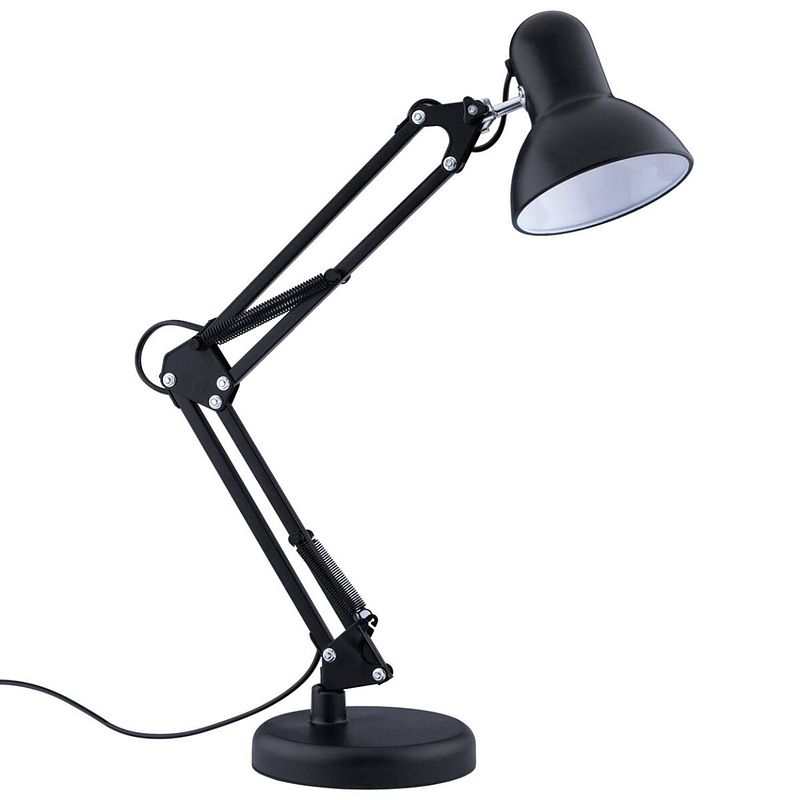 Foto van Led bureaulamp klemlamp - prixa rety - e27 fitting - verstelbaar - retro - klassiek - rond - mat zwart