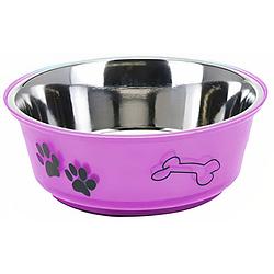 Foto van Dogs collection hondenvoer- en drinkbak 1,4 liter rvs 21,5 cm rvs roze