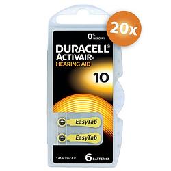 Foto van Voordeelpak duracell gehoorapparaat batterijen - type 10 (geel) - 20 x 6 stuks