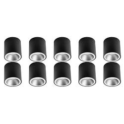 Foto van Opbouwspot 10 pack - pragmi cliron pro - gu10 fitting - opbouw rond - mat zwart/zilver - aluminium - verdiept - ø90mm