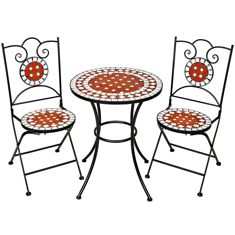 Foto van Tectake bistro set mozaïek tuinmeubel set 2 stoelen + tafel ø 60 cm