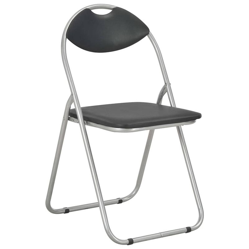 Foto van The living store klapstoelenset - eetkamerstoelen - 44 x 43 x 80.5 cm - zwart/zilver - geen montage - pvc - 110 kg