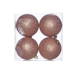 Foto van Cosy @home kerstballen koper glitter ø 10 cm - 4 stuks