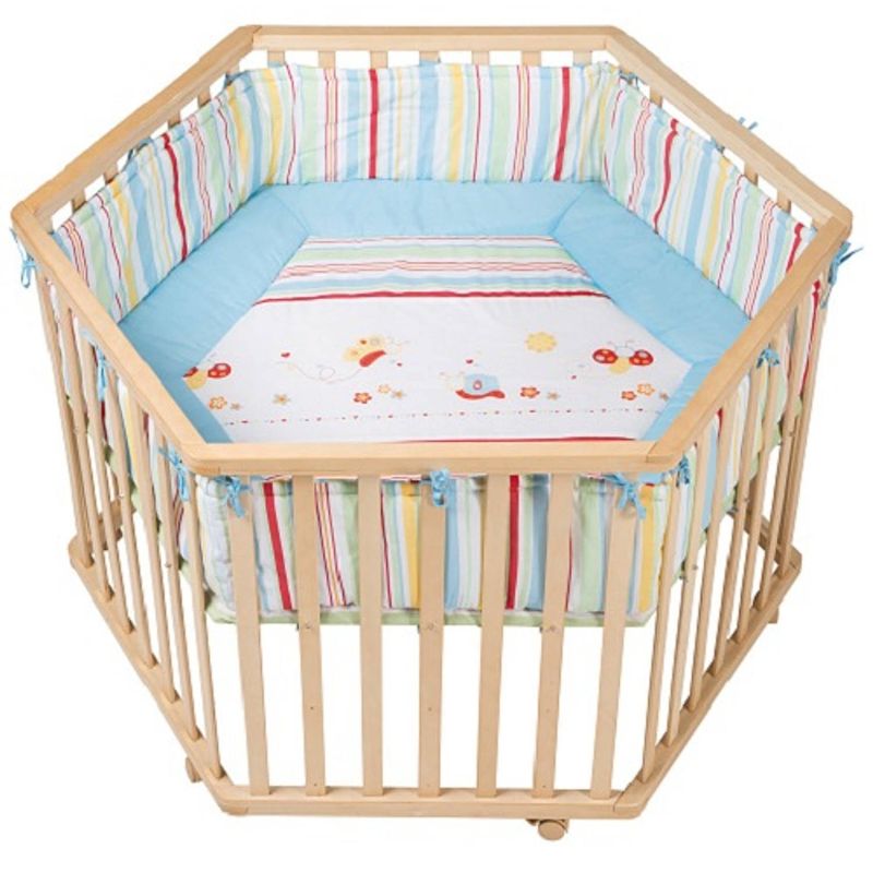 Foto van Roba babybox butterfly zeshoek 121 x 106 cm hout naturel