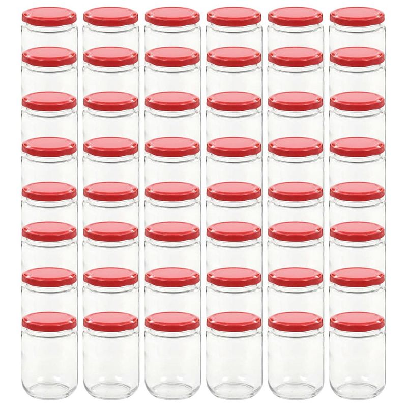 Foto van Vidaxl jampotten met rode deksels 48 st 230 ml glas