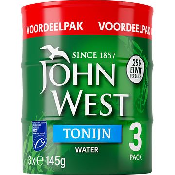 Foto van John west tonijnstukken in water 3 x 145 gram bij jumbo