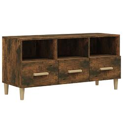 Foto van The living store tv-meubel gerookt eiken - massief hout - 102 x 36 x 50 cm