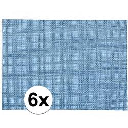 Foto van 6x onderlegger blauw gevlochten 45 x 30 cm - placemats