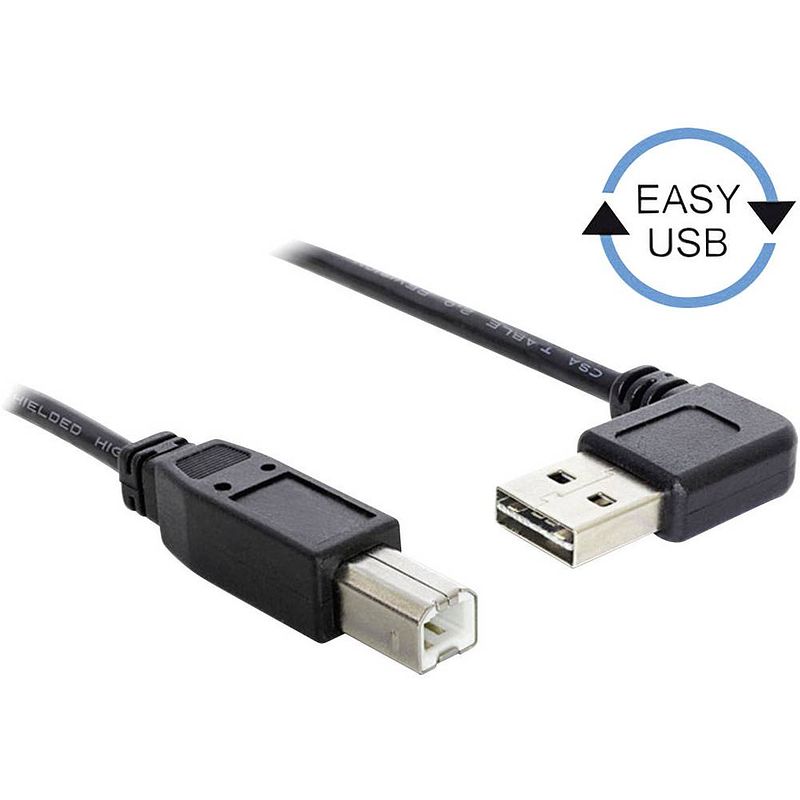 Foto van Delock usb-kabel usb 2.0 usb-a stekker, usb-b stekker 2.00 m zwart vergulde steekcontacten, ul gecertificeerd 83375