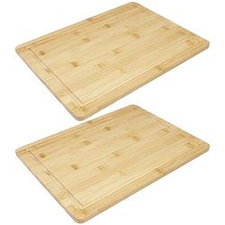 Foto van Set van 2x stuks bamboe broodplank/serveerplank/snijplank rechthoek 40 x 30 cm - serveerplanken