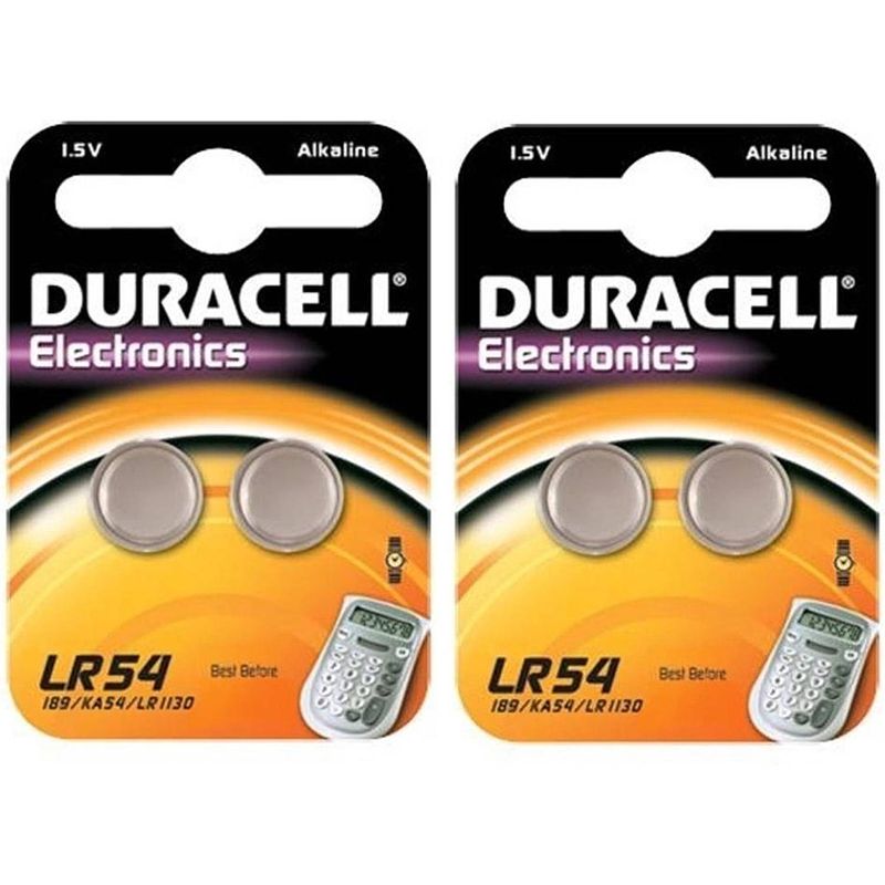 Foto van 4 stuks (2 blisters a 2st) - duracell g10 / lr54 / 189 / ag10 alkaline knoopcel batterij