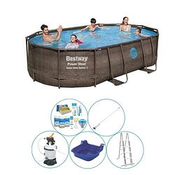 Foto van Bestway power steel swim vista ovaal 488x305x107 cm - 6-delig - zwembad combi deal