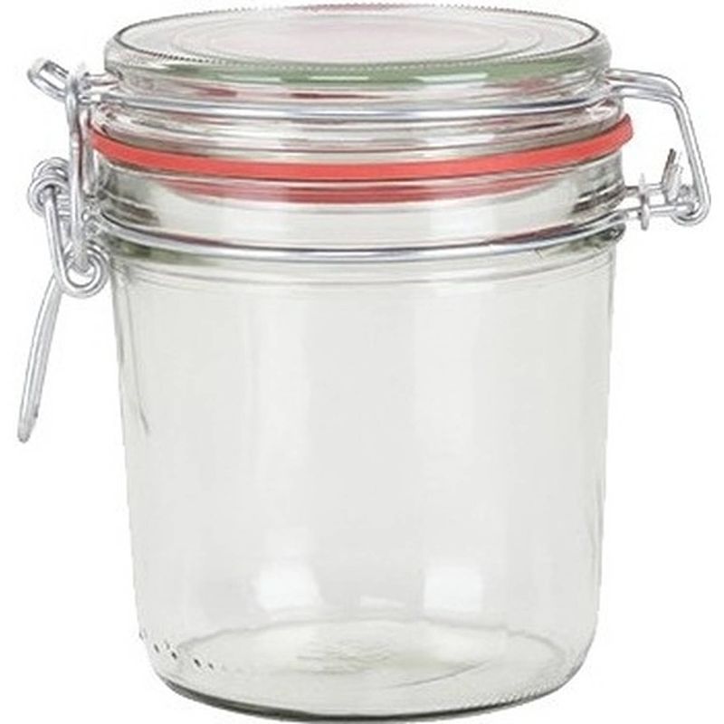 Foto van 1x glazen confituren pot/weckpot 400 ml met beugelsluiting en rubberen ring - weckpotten