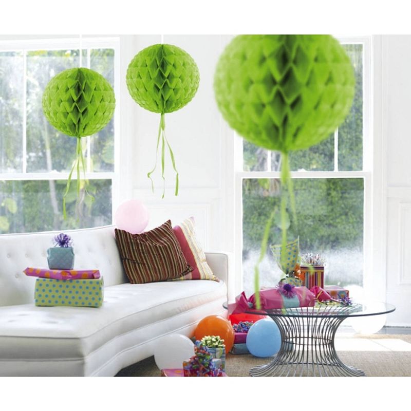 Foto van 3x stuks honeycomb ballen lime groen 30 cm - hangdecoratie