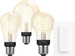 Foto van Philips hue filamentlamp white e27 3-pack + dimmer