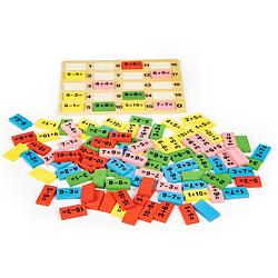 Foto van Ecotoys wiskundige blokken domino set - leerzaam houten bord met gekleurde blokken voor kinderen vanaf 3 jaar