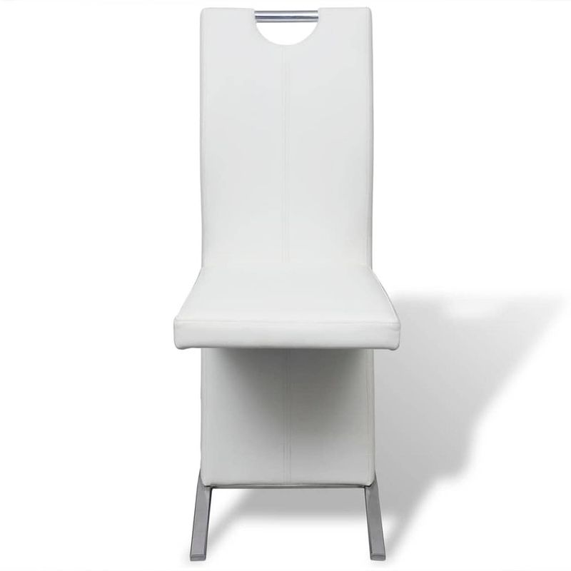 Foto van The living store eetkamerstoelen - kunstleer - set van 6 - wit - 40.5 x 61 x 99 cm - multiplex staal