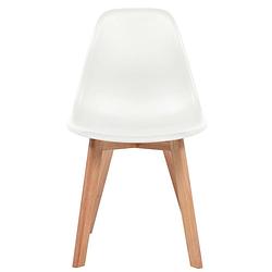 Foto van The living store eetkamerstoelen - set van 6 - wit - kunststof zitting - rubberhouten poten - 46.5 x 47.5 x 83 cm (b x