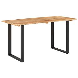 Foto van The living store eettafel industriële stijl - 140x70x76 cm - acaciahout - zwart