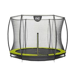 Foto van Exit silhouette verlaagde trampoline met veiligheidsnet rond - 305 cm - lime