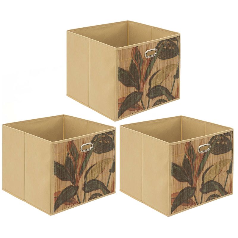 Foto van 5five opbergmand/kastmand - 3x - 29 liter - beige - bamboe - 31 x 31 x 31 cm - opbergmanden