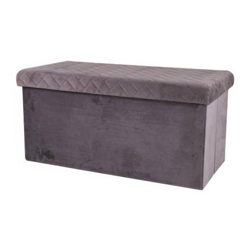 Foto van Hocker bank - poef xxl - opbergbox - donkergrijs - polyester/mdf - 76 x 38 x 38 cm - poefs