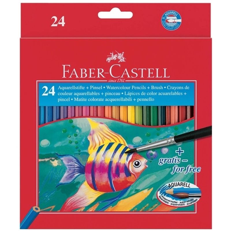 Foto van Aquarelpotlood faber-castell etui a 24 stuks + penseel