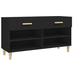 Foto van The living store schoenenkast - zwart - 102 x 35 x 55 cm - 2 lades - 4 vakken