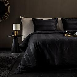 Foto van Dekbedovertrek tokio zwart dekbedovertrek - lits-jumeaux (240x220 cm) - zwart microvezel - dessin: luxe - hotel home collection - dekbed-discounter.nl