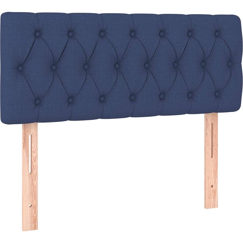 Foto van The living store boxspring met matras en led stof blauw 90x190 cm - bed