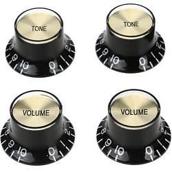 Foto van Gibson top hat knobs gold metal insert black potmeterknoppen voor gitaar (set van 4)