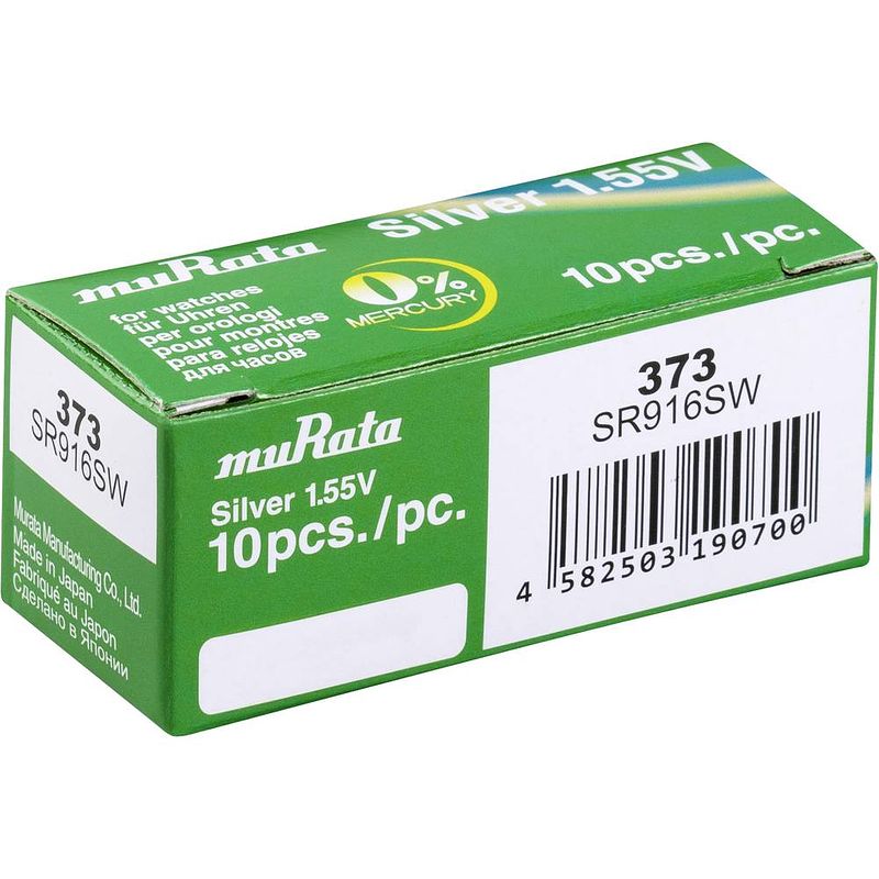 Foto van 373 knoopcel zilveroxide 1.55 v 30 mah murata sr916sw-pbww 10 stuk(s)