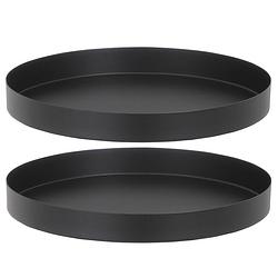 Foto van 2x stuks kaarsenbord/kaarsenplateau zwart metaal rond 19 cm - kaarsenplateaus