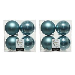 Foto van 8x stuks kunststof kerstballen ijsblauw (blue dawn) 10 cm glans/mat - kerstbal