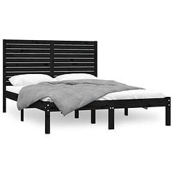 Foto van The living store houten bedframe - grenenhout - 120 x 200 cm - zwart