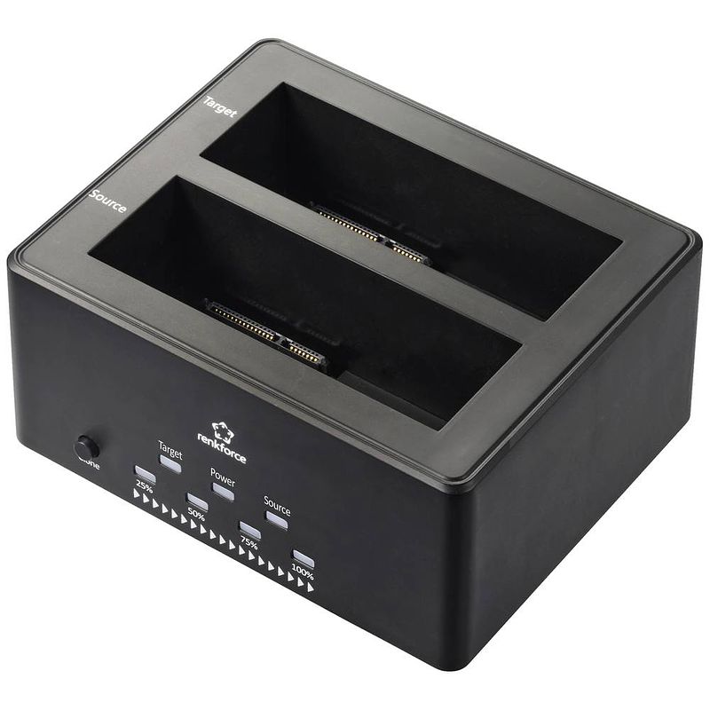 Foto van Renkforce rf-5576396 usb 3.2 gen 1 (usb 3.0) sata 2 poorten harde schijf-dockingstation 2.5 inch, 3.5 inch met clone-functie