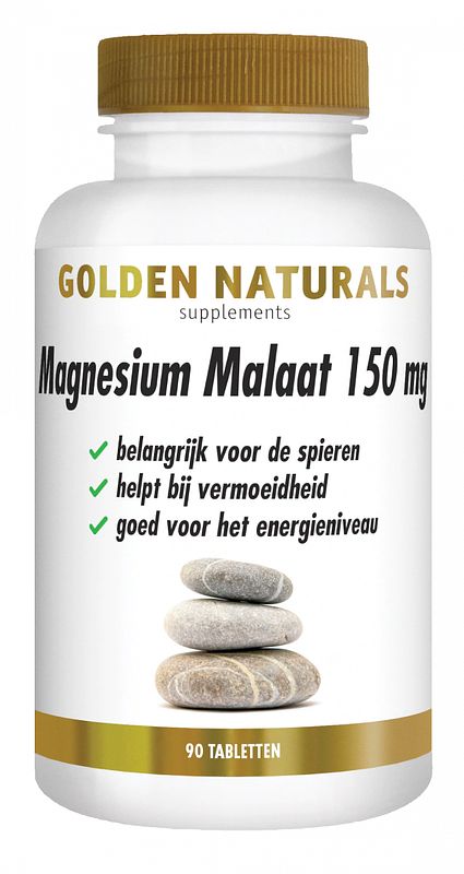 Foto van Golden naturals magnesium malaat 150mg tabletten