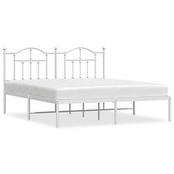 Foto van Vidaxl bedframe met hoofdbord metaal wit 183x213 cm