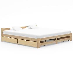 Foto van Vidaxl bedframe met 4 lades massief grenenhout 200x200 cm